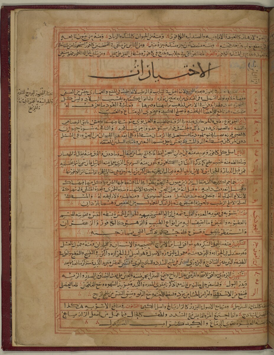 Taqwīm al-ṣiḥḥah تقويم الصحّة Ibn Buṭlān ابن بطلان [&lrm;40r] (90/106)
